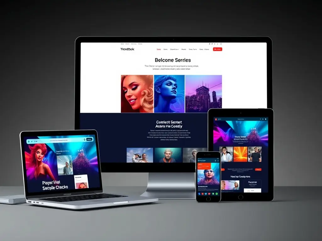 A sleek, modern website displayed on various devices, showcasing responsive design and vibrant visuals, representing KapstokMedia's custom website design service.